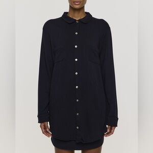 Bleusalt Women’s The Boyfriend Shirt Size 6 Black Button-Up Long-Sleeve Casual